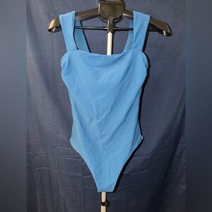 Shade & Shore Blue One Piece Swimsuit M (8-10) NWT Square Neck